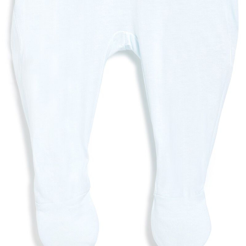 Boys Light Blue Printed Nappy Opening Babysuit image number 4